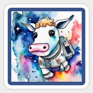 COLORFUL SPACE COW Sticker